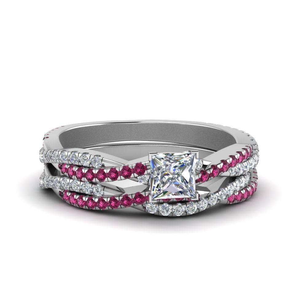 princess-cut-simple-diamond-twisted-vine-bridal-ring-sets-with-pink-sapphire-in-14K-white-gold-FD8233PRGSADRPI-NL-WG