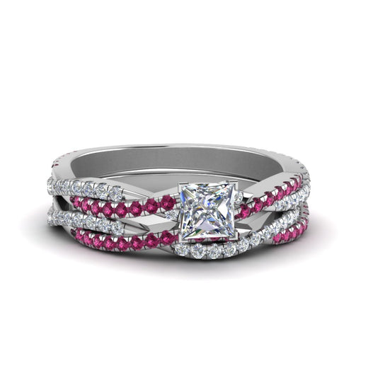princess-cut-simple-diamond-twisted-vine-bridal-ring-sets-with-pink-sapphire-in-950-Platinum-FD8233PRGSADRPI-NL-WG