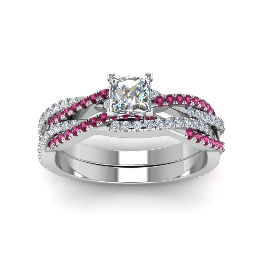 princess-cut-simple-diamond-twisted-vine-bridal-ring-sets-with-pink-sapphire-in-950-Platinum-FD8233PRGSADRPI-NL-WG