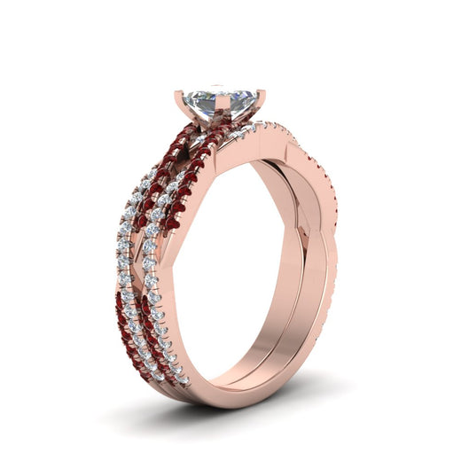 princess-cut-simple-diamond-twisted-vine-bridal-ring-sets-with-ruby-in-14K-rose-gold-FD8233PRGRUDR-NL-RG