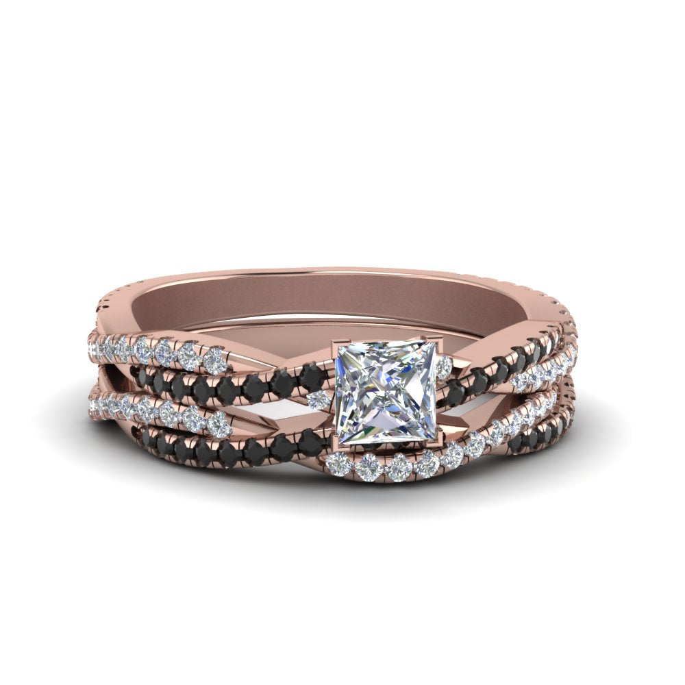 princess-cut-simple-twisted-vine-bridal-ring-sets-with-black-diamond-in-14K-rose-gold-FD8233PRGBLACK-NL-RG