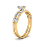 Load image into Gallery viewer, princess-cut-single-prong-marquise-diamond-engagement-ring-and-band-in-FD9939PR-NL-YG
