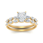 Load image into Gallery viewer, princess-cut-single-prong-marquise-diamond-engagement-ring-and-band-in-FD9939PR-NL-YG
