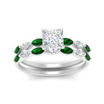Load image into Gallery viewer, princess-cut-single-prong-marquise-emerald-engagement-ring-and-band-in-FD9939PRGEMGR-NL-WG
