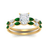 Load image into Gallery viewer, princess-cut-single-prong-marquise-emerald-engagement-ring-and-band-in-FD9939PRGEMGR-NL-YG