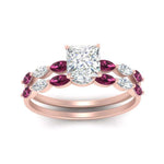 Load image into Gallery viewer, princess-cut-single-prong-marquise-pink-sapphire-engagement-ring-and-band-in-FD9939PRGSADRPI-NL-RG
