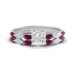 Load image into Gallery viewer, princess-cut-single-prong-marquise-pink-sapphire-engagement-ring-and-band-in-FD9939PRGSADRPI-NL-WG

