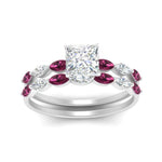 Load image into Gallery viewer, princess-cut-single-prong-marquise-pink-sapphire-engagement-ring-and-band-in-FD9939PRGSADRPI-NL-WG
