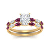 Load image into Gallery viewer, princess-cut-single-prong-marquise-pink-sapphire-engagement-ring-and-band-in-FD9939PRGSADRPI-NL-YG