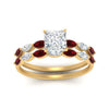 Load image into Gallery viewer, princess-cut-single-prong-marquise-ruby-engagement-ring-and-band-in-FD9939PRGRUDR-NL-YG