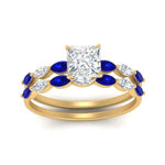 Load image into Gallery viewer, princess-cut-single-prong-marquise-sapphire-engagement-ring-and-band-in-FD9939PRGSABL-NL-YG
