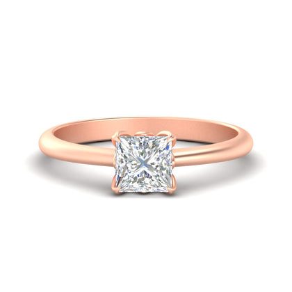 Princess Cut Cathedral Ring With Floral Head