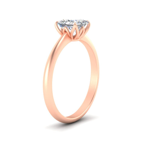 Princess Cut Cathedral Ring With Floral Head