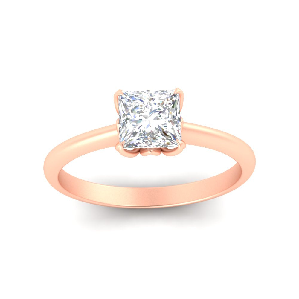 Princess Cut Cathedral Ring With Floral Head