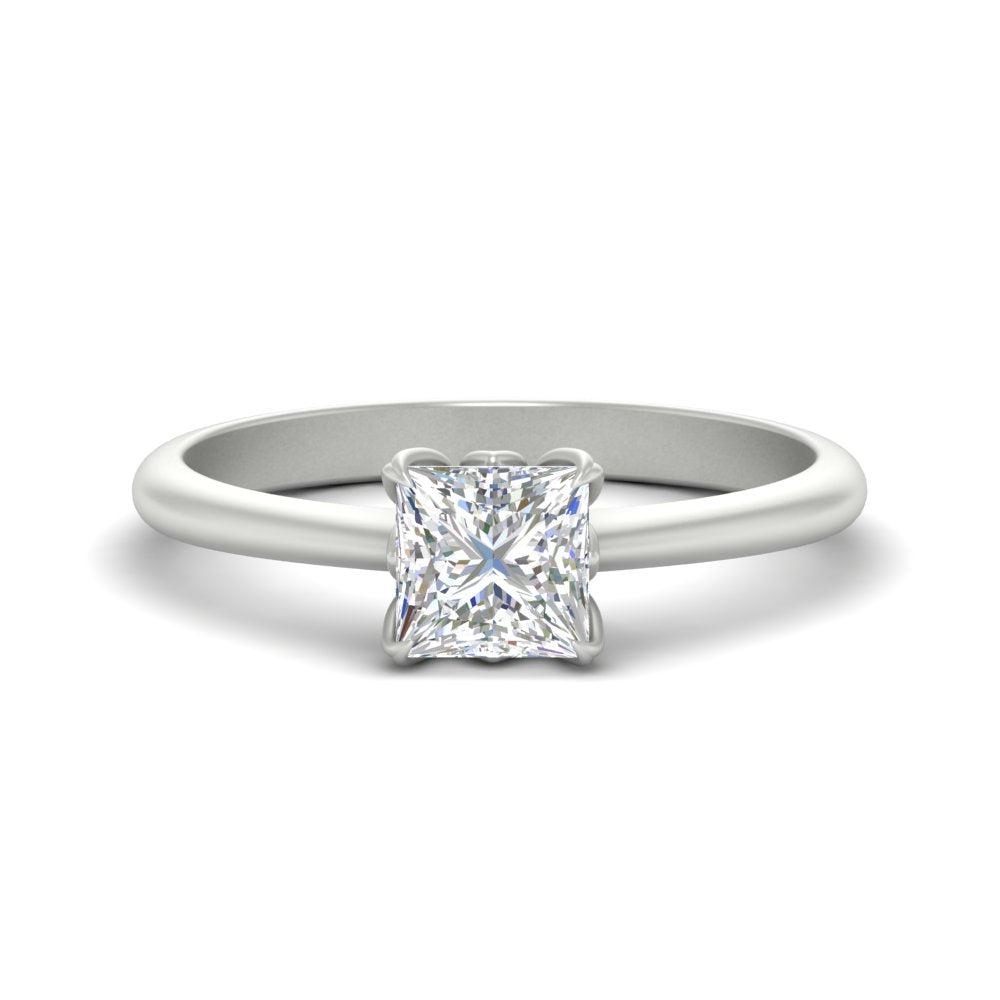 Princess Cut Cathedral Ring With Floral Head