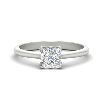 Princess Cut Cathedral Ring With Floral Head