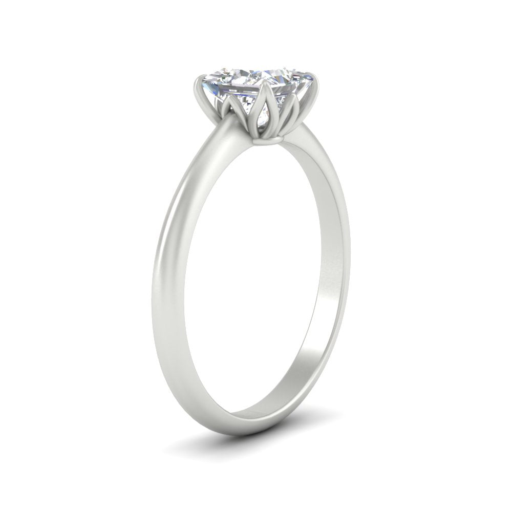 Princess Cut Cathedral Ring With Floral Head