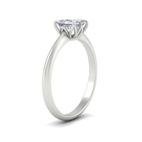 Princess Cut Cathedral Ring With Floral Head