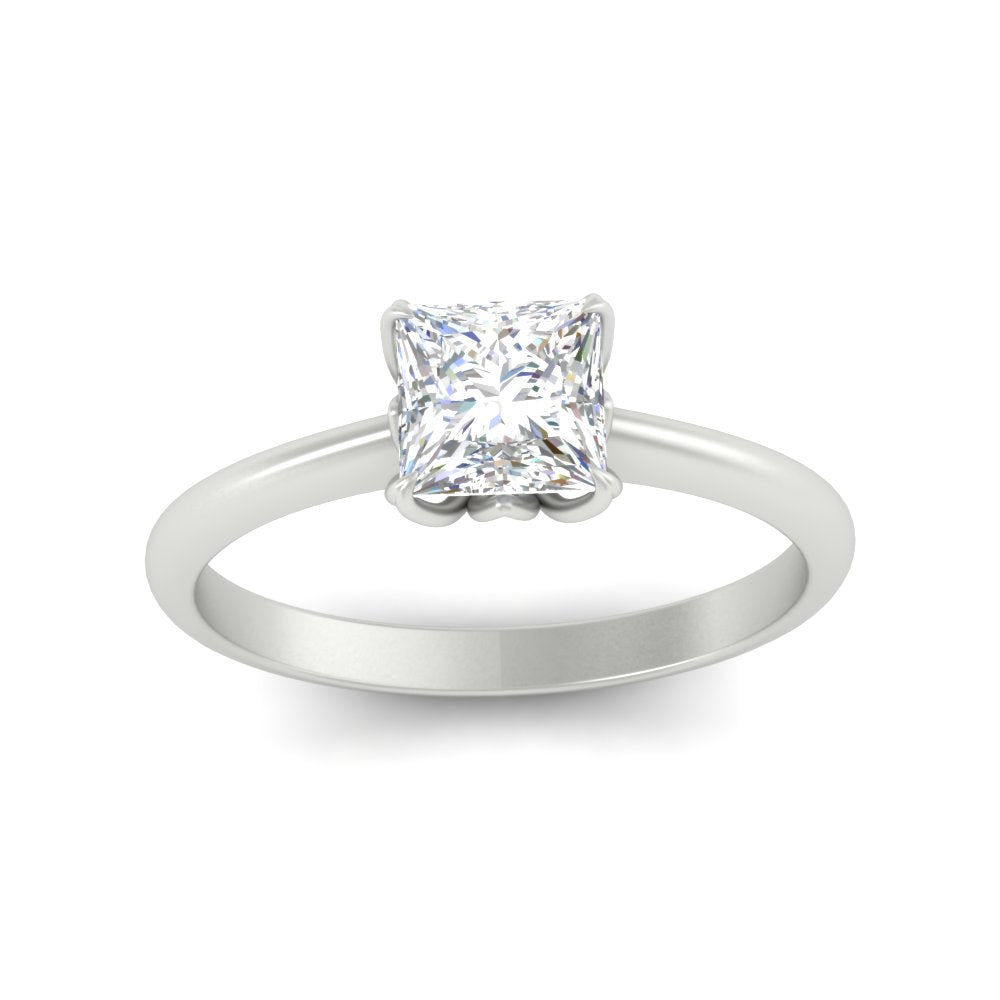 Princess Cut Cathedral Ring With Floral Head
