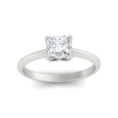 Princess Cut Cathedral Ring With Floral Head