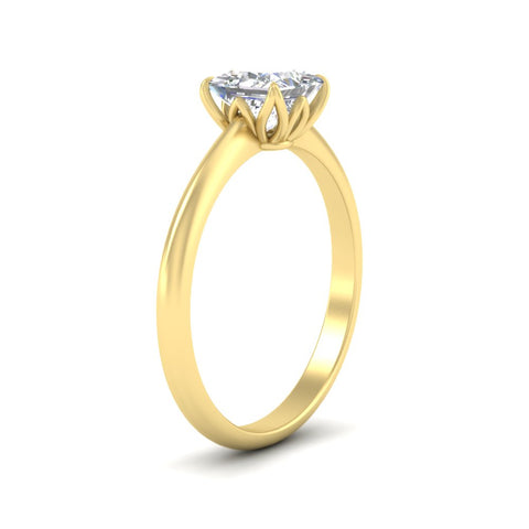 Princess Cut Cathedral Ring With Floral Head