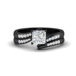 Load image into Gallery viewer, princess-cut-swirl-channel-diamond-bridal-black-set-in-black-gold-FDENS4028PR-NL-BG.jpg
