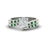 Load image into Gallery viewer, princess-cut-swirl-channel-diamond-bridal-set-with-emerald-in-white-gold-FDENS4028PRGEMGR-NL-WG.jpg
