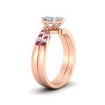 Load image into Gallery viewer, princess-cut-swirl-channel-diamond-bridal-set-with-pink-sapphire-in-rose-gold-FDENS4028PRGSADRPI-NL-RG.jpg
