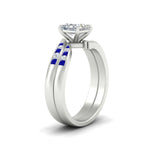 Load image into Gallery viewer, princess-cut-swirl-channel-diamond-bridal-set-with-sapphire-in-white-gold-FDENS4028PRGSABL-NL-WG.jpg
