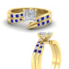 Load image into Gallery viewer, princess-cut-swirl-channel-diamond-bridal-set-with-sapphire-in-yellow-gold-FDENS4028PRGSABL-NL-YG.jpg