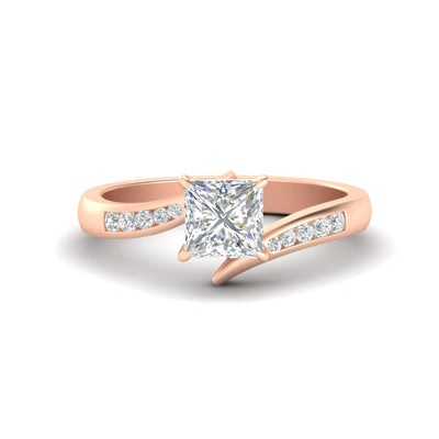 Princess Cut Channel Set Swirl Diamond Ring