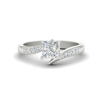 Princess Cut Swirl Channel Engagement Ring