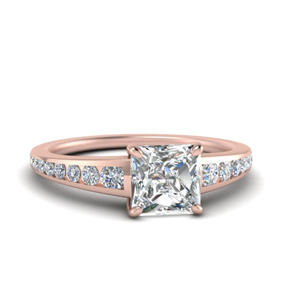 Princess Cut Lab Grown Diamond Graduated Channel Ring