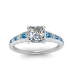 Load image into Gallery viewer, princess-cut-swirl-engraved-channel-accent-diamond-engagement-ring-with-blue-topaz-in-FD122866PRRGICBLTO-NL-WG
