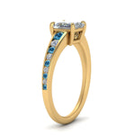 Load image into Gallery viewer, princess-cut-swirl-engraved-channel-accent-diamond-engagement-ring-with-blue-topaz-in-FD122866PRRGICBLTO-NL-YG
