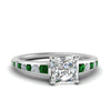 Load image into Gallery viewer, princess-cut-swirl-engraved-channel-accent-diamond-engagement-ring-with-emerald-in-FD122866PRRGEMGR-NL-WG