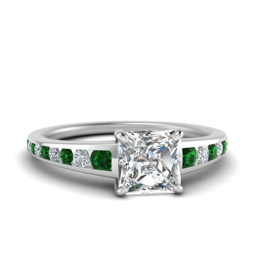 princess-cut-swirl-engraved-channel-accent-diamond-engagement-ring-with-emerald-in-FD122866PRRGEMGR-NL-WG