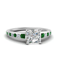 Thumbnail 43 - princess-cut-swirl-engraved-channel-accent-diamond-engagement-ring-with-emerald-in-FD122866PRRGEMGR-NL-WG
