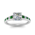 Thumbnail 44 - princess-cut-swirl-engraved-channel-accent-diamond-engagement-ring-with-emerald-in-FD122866PRRGEMGR-NL-WG