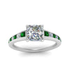Load image into Gallery viewer, princess-cut-swirl-engraved-channel-accent-diamond-engagement-ring-with-emerald-in-FD122866PRRGEMGR-NL-WG