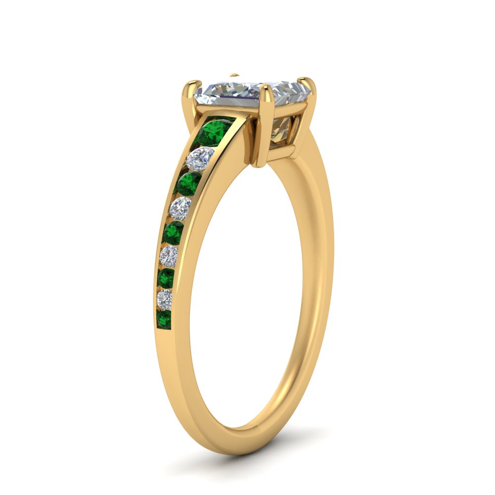 princess-cut-swirl-engraved-channel-accent-diamond-engagement-ring-with-emerald-in-FD122866PRRGEMGR-NL-YG