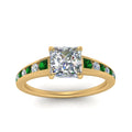 Thumbnail 71 - princess-cut-swirl-engraved-channel-accent-diamond-engagement-ring-with-emerald-in-FD122866PRRGEMGR-NL-YG