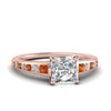 Load image into Gallery viewer, princess-cut-swirl-engraved-channel-accent-diamond-engagement-ring-with-orange-sapphire-in-FD122866PRRGSAOR-NL-RG