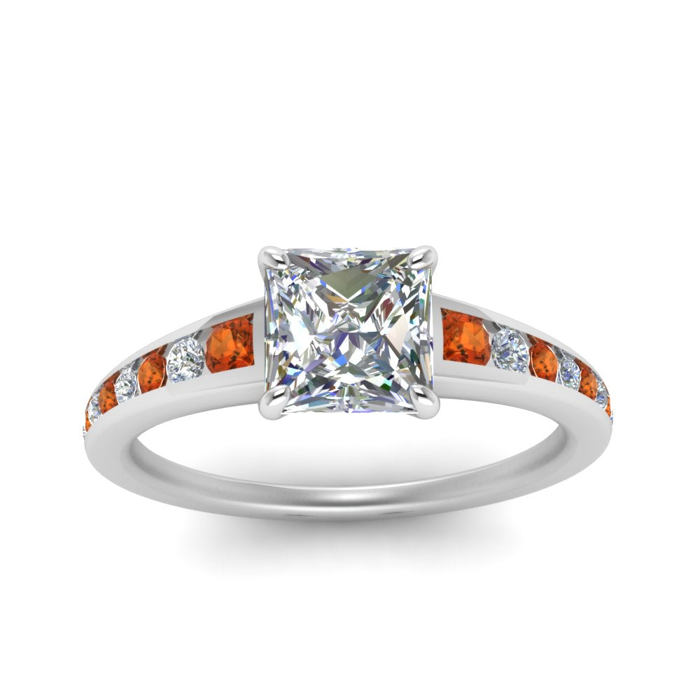 princess-cut-swirl-engraved-channel-accent-diamond-engagement-ring-with-orange-sapphire-in-FD122866PRRGSAOR-NL-WG