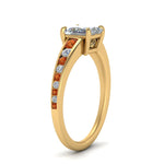 Load image into Gallery viewer, princess-cut-swirl-engraved-channel-accent-diamond-engagement-ring-with-orange-sapphire-in-FD122866PRRGSAOR-NL-YG
