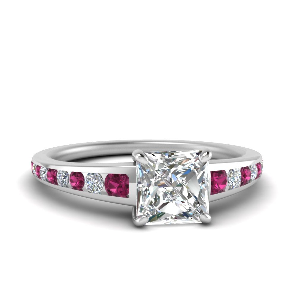 princess-cut-swirl-engraved-channel-accent-diamond-engagement-ring-with-pink-sapphire-in-FD122866PRRGSADRPI-NL-WG