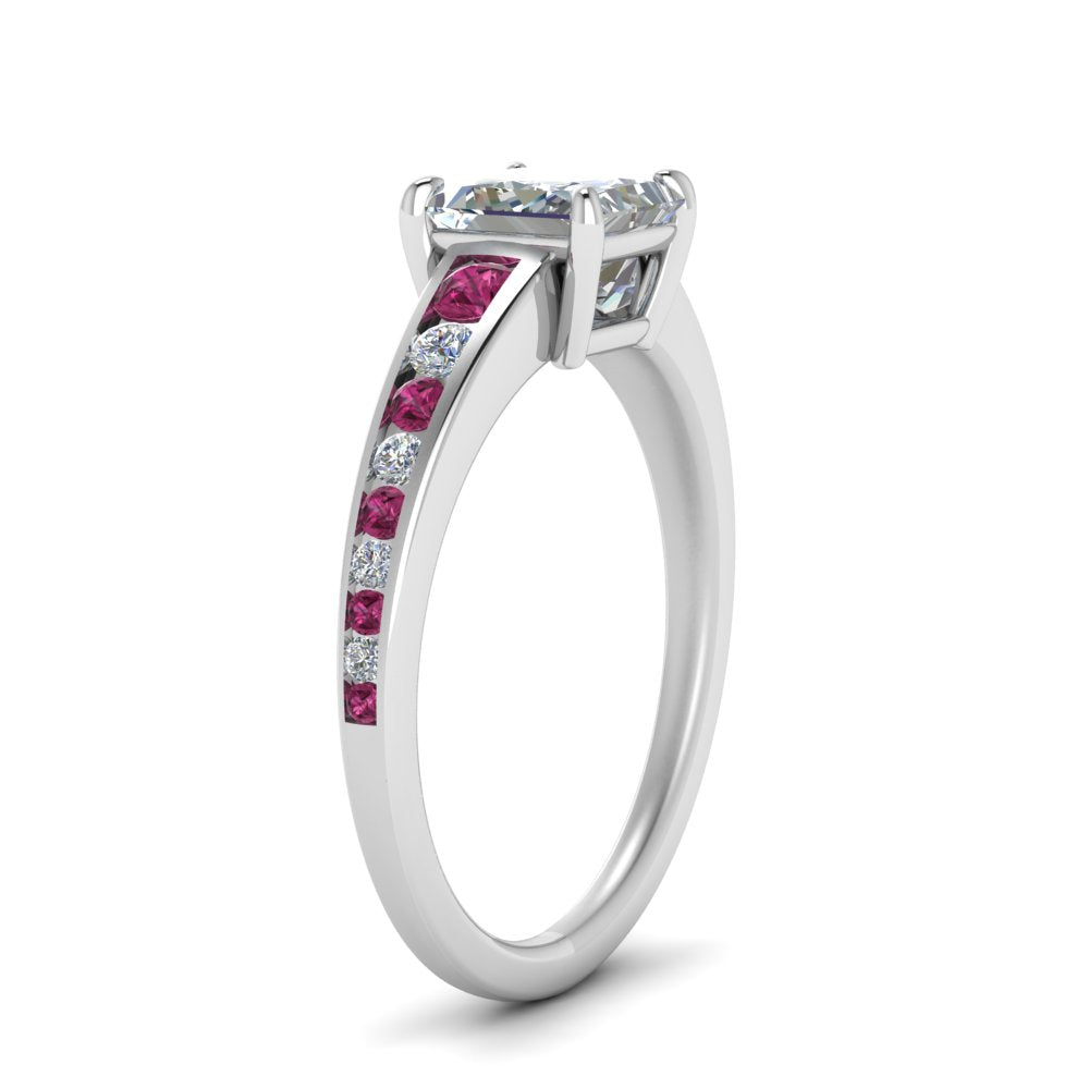 princess-cut-swirl-engraved-channel-accent-diamond-engagement-ring-with-pink-sapphire-in-FD122866PRRGSADRPI-NL-WG