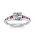 Thumbnail 35 - princess-cut-swirl-engraved-channel-accent-diamond-engagement-ring-with-pink-sapphire-in-FD122866PRRGSADRPI-NL-WG