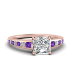 Load image into Gallery viewer, princess-cut-swirl-engraved-channel-accent-diamond-engagement-ring-with-purple-topaz-in-FD122866PRRGVITO-NL-RG
