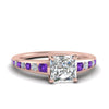 Load image into Gallery viewer, princess-cut-swirl-engraved-channel-accent-diamond-engagement-ring-with-purple-topaz-in-FD122866PRRGVITO-NL-RG
